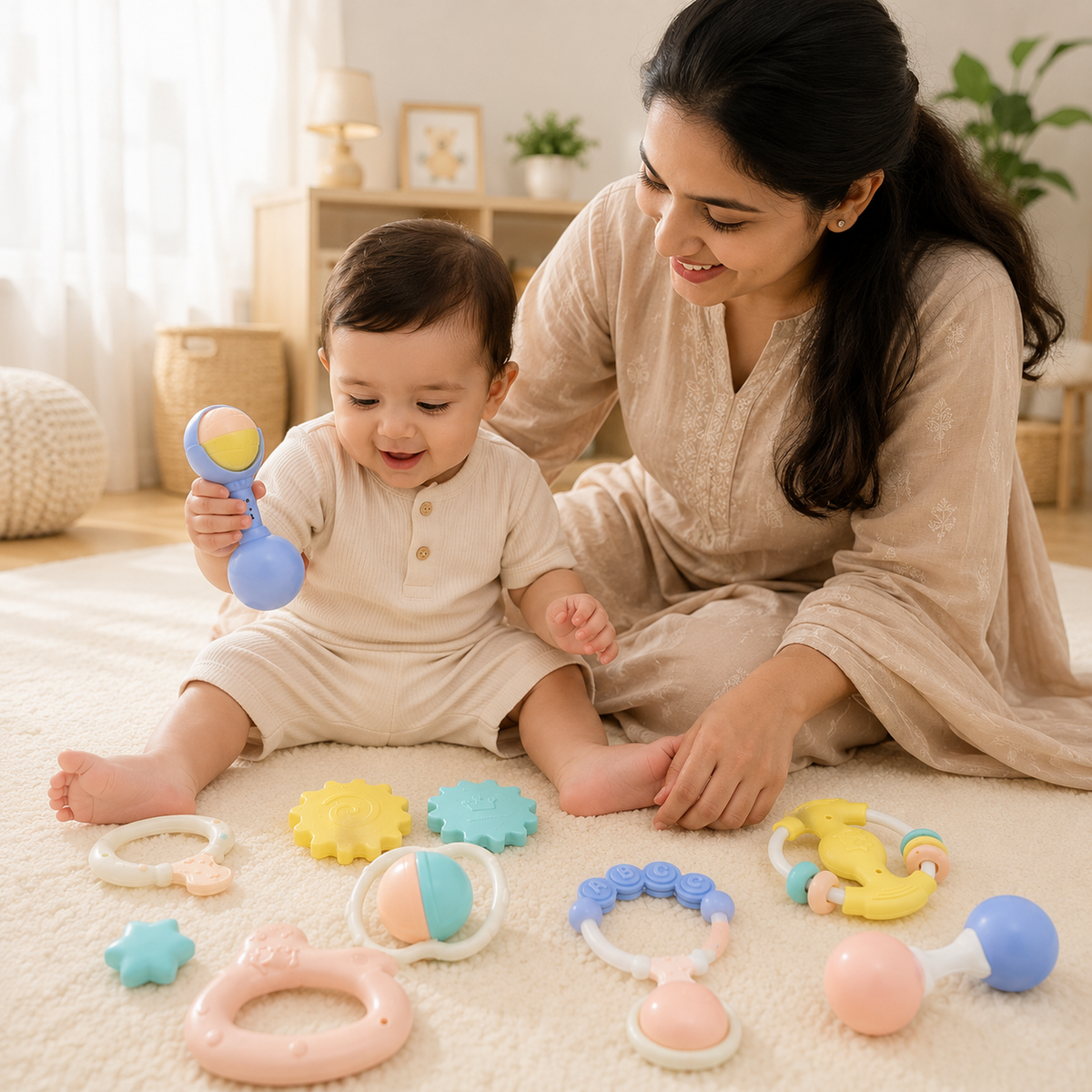 Baby Rattles Gift Set – 8-Piece Sensory Rattle Toy for Newborns (0+)