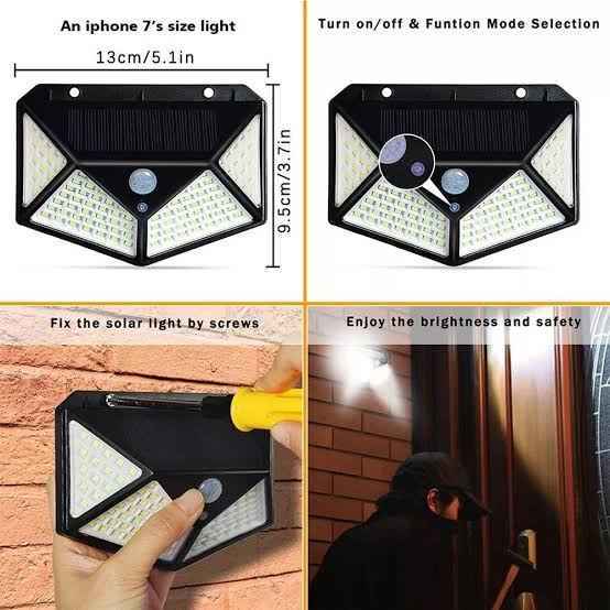 Waterproof Solar Sensor Wall Light - 100 LED