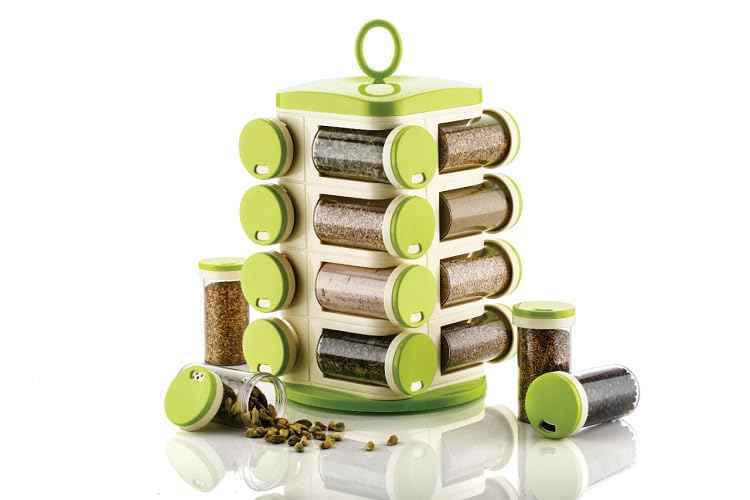 Premium 16-Piece Plastic Spice Rack Set for Kitchen