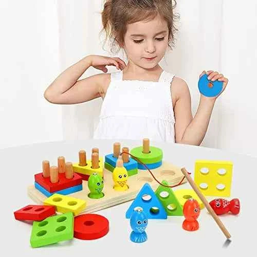 Montessori Magnetic Fish Catching Game — Wooden Fishing Toy