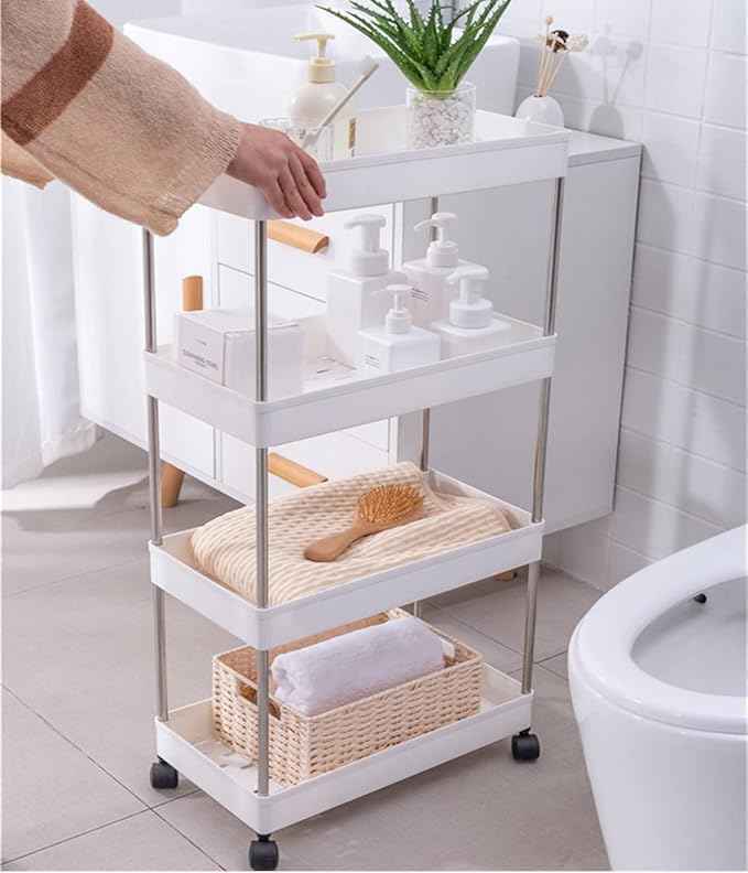 4 Layer Movable Storage Rack Space Saving Organizer with Wheel