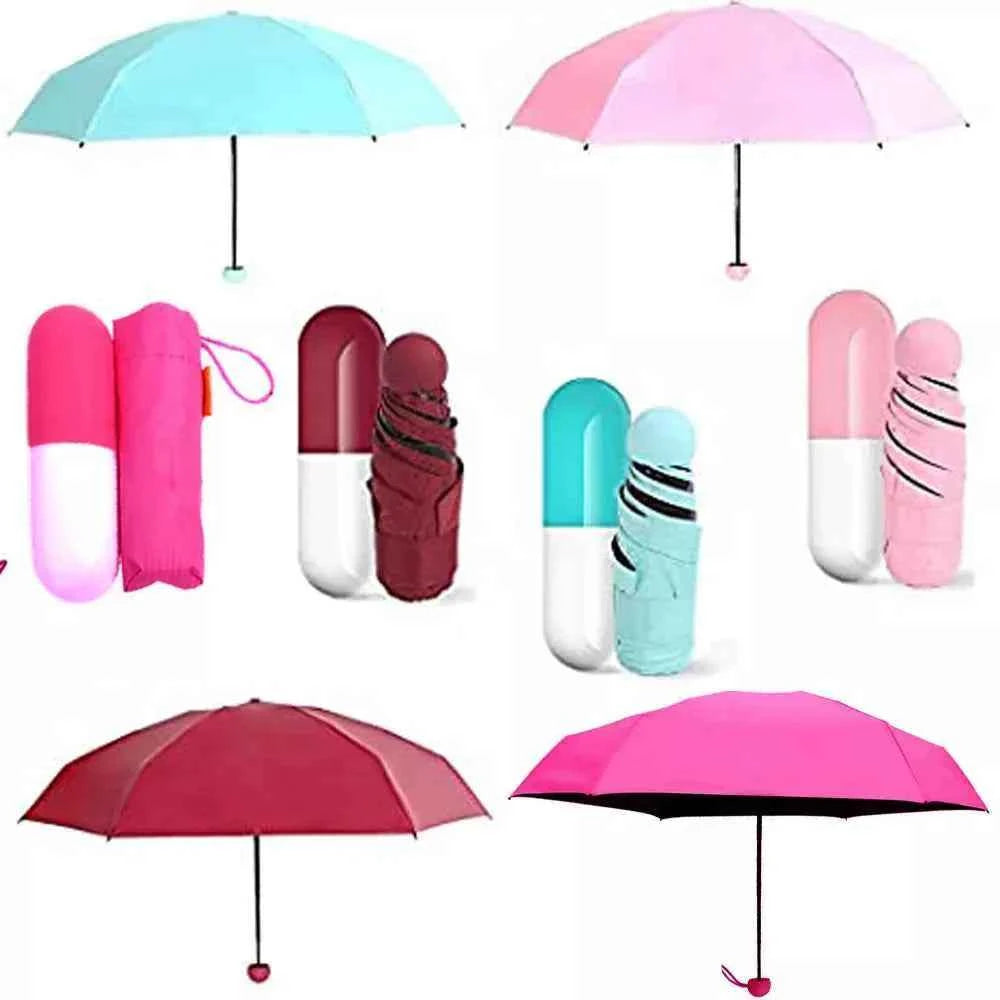 Multi Color Foldable Umbrella – Stylish Mini Capsule for Rain Protection