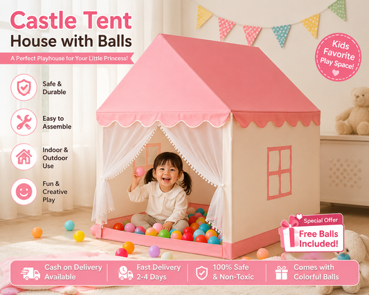 Castle Tent House with 30 Pieces Colorful Balls  Free