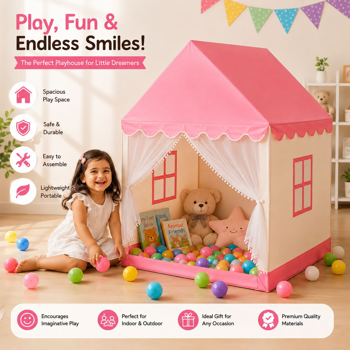 Premium Castle Tent House with 30 Colorful Balls – Original