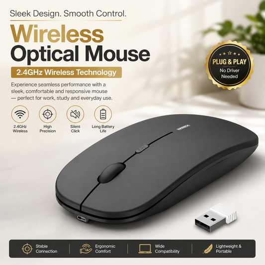 Taffware Optical Bluetooth & USB Rechargeable Wireless Mouse
