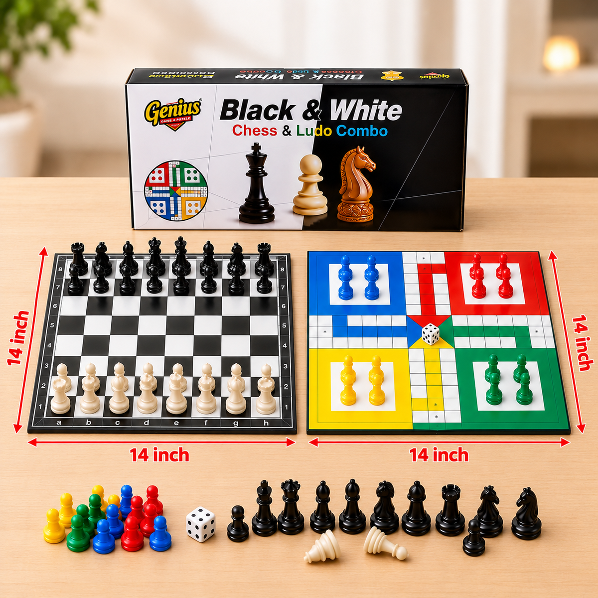 Black & White Chess and Ludo Combo Board Game
