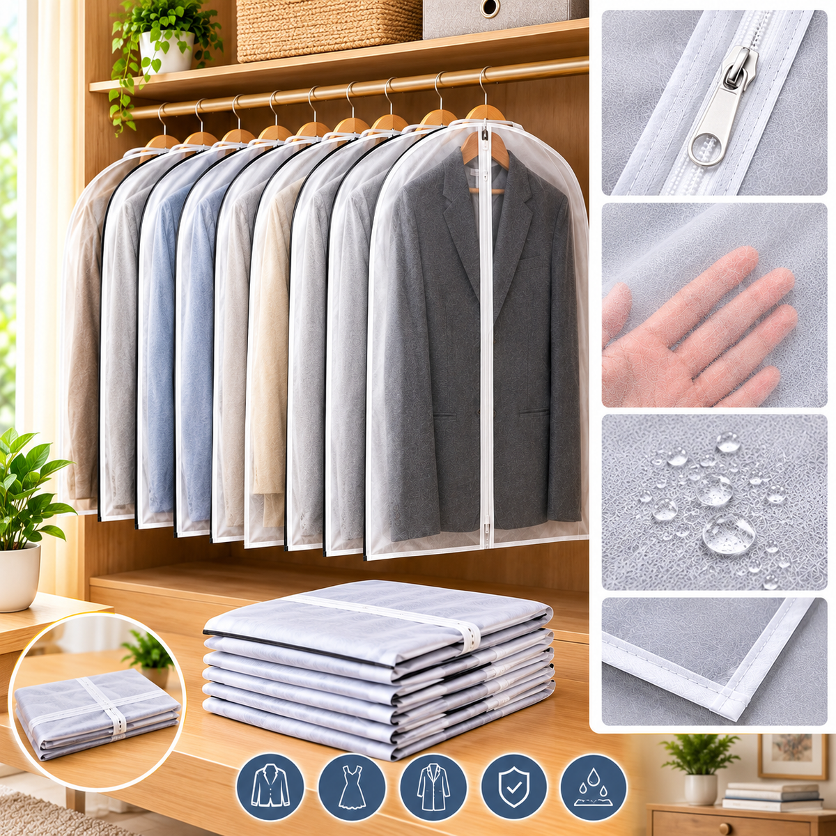 Premium DustGuard Garment Bag (60×80cm) | কাপড় সুরক্ষার স্মার্ট সমাধান