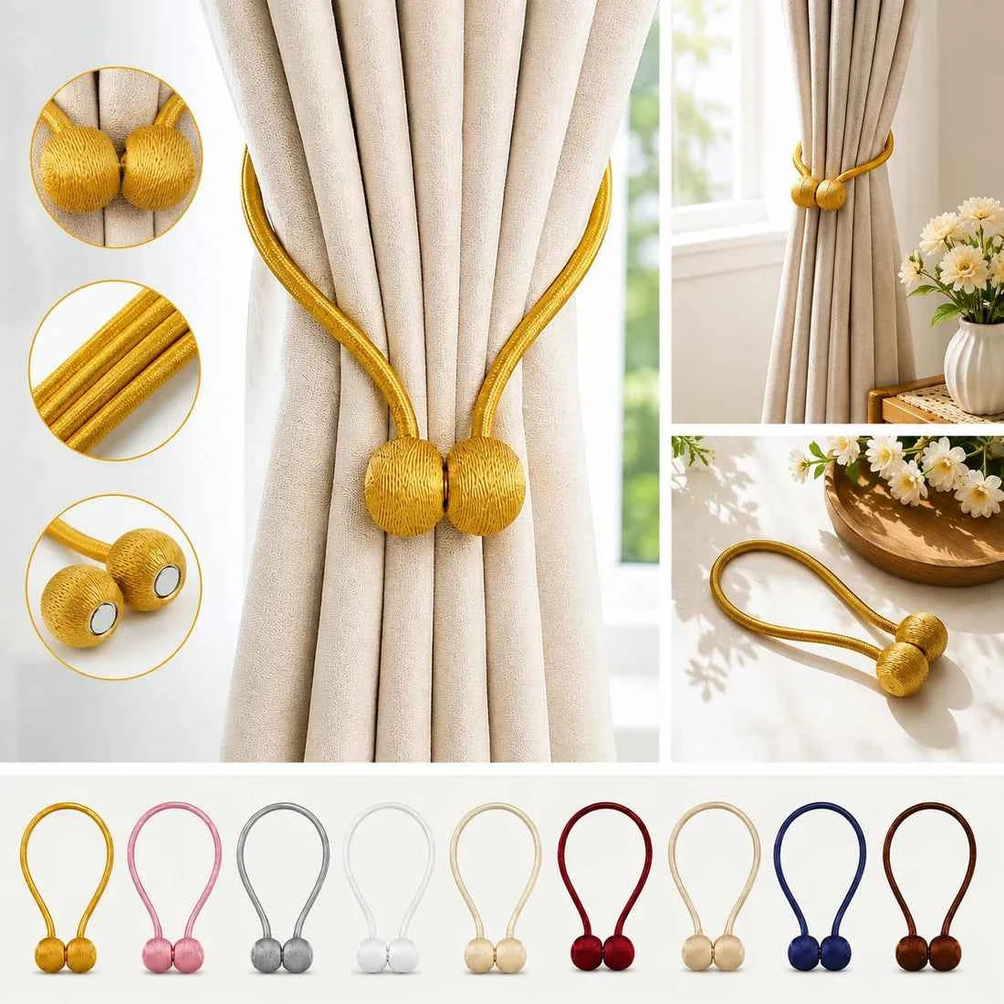 Premium Magnetic Curtain Tiebacks – Set of 2 | Home Décor