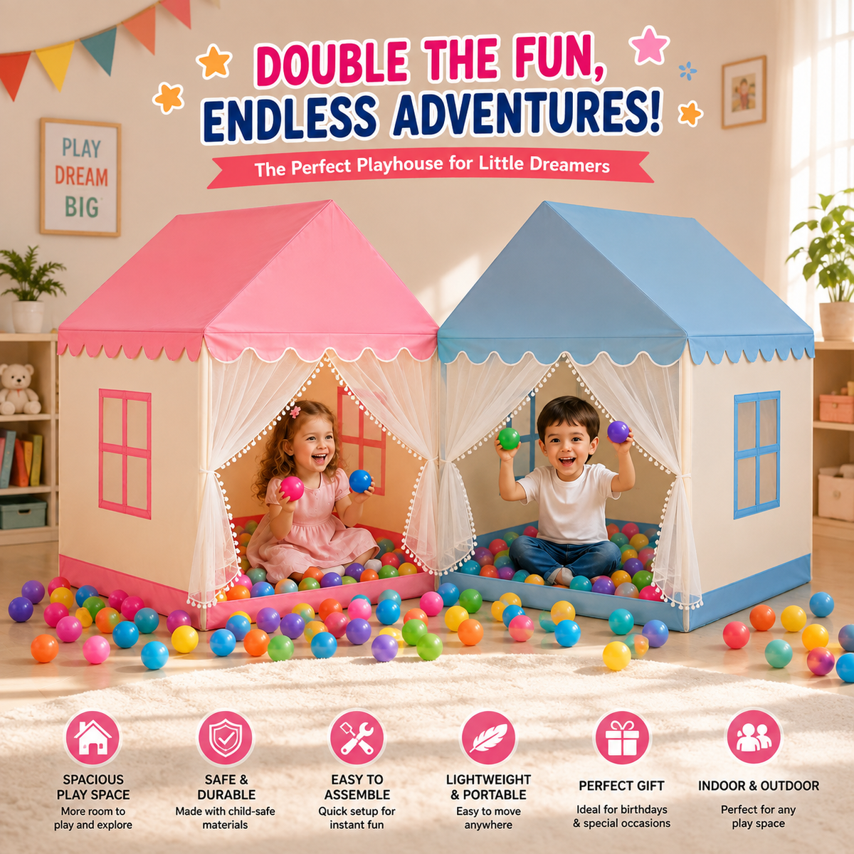 Premium Castle Tent House with 30 Colorful Balls – Original