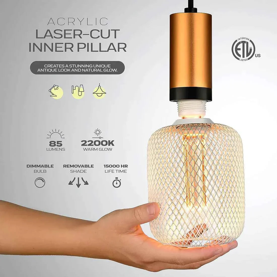 Gold Mesh Drum Lamp - 18.5cm - BD Drop