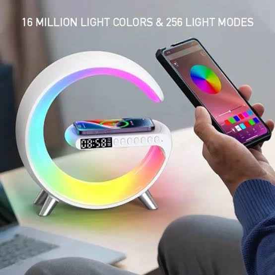 Multifunctional Wireless Charger Alarm Clock Speaker RGB Light Fast Charging Station for iPhone & Samsung - BD Drop