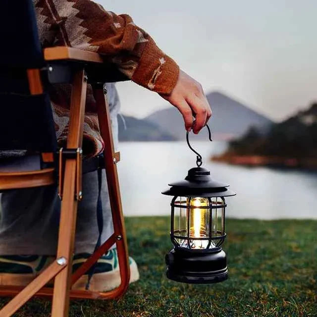 Outdoor Waterproof Camping Light USB Recharge Portable Lanterns Emergency Retro Lamp - BD Drop
