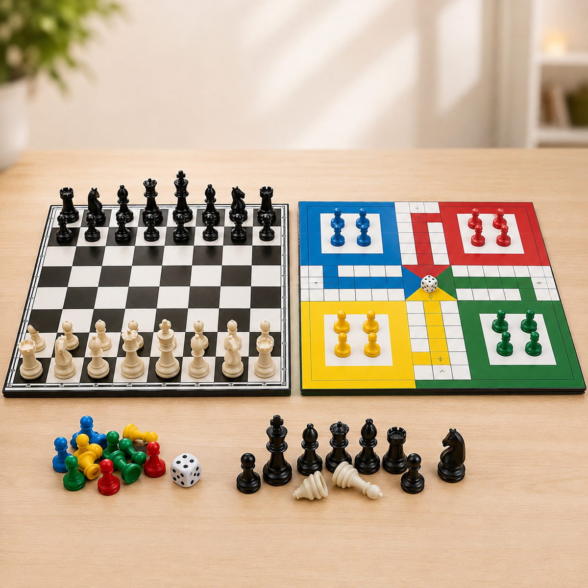 Black & White Chess and Ludo Combo Board Game