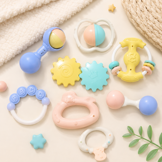 Baby Rattles Gift Set – 8-Piece Sensory Rattle Toy for Newborns (0+)