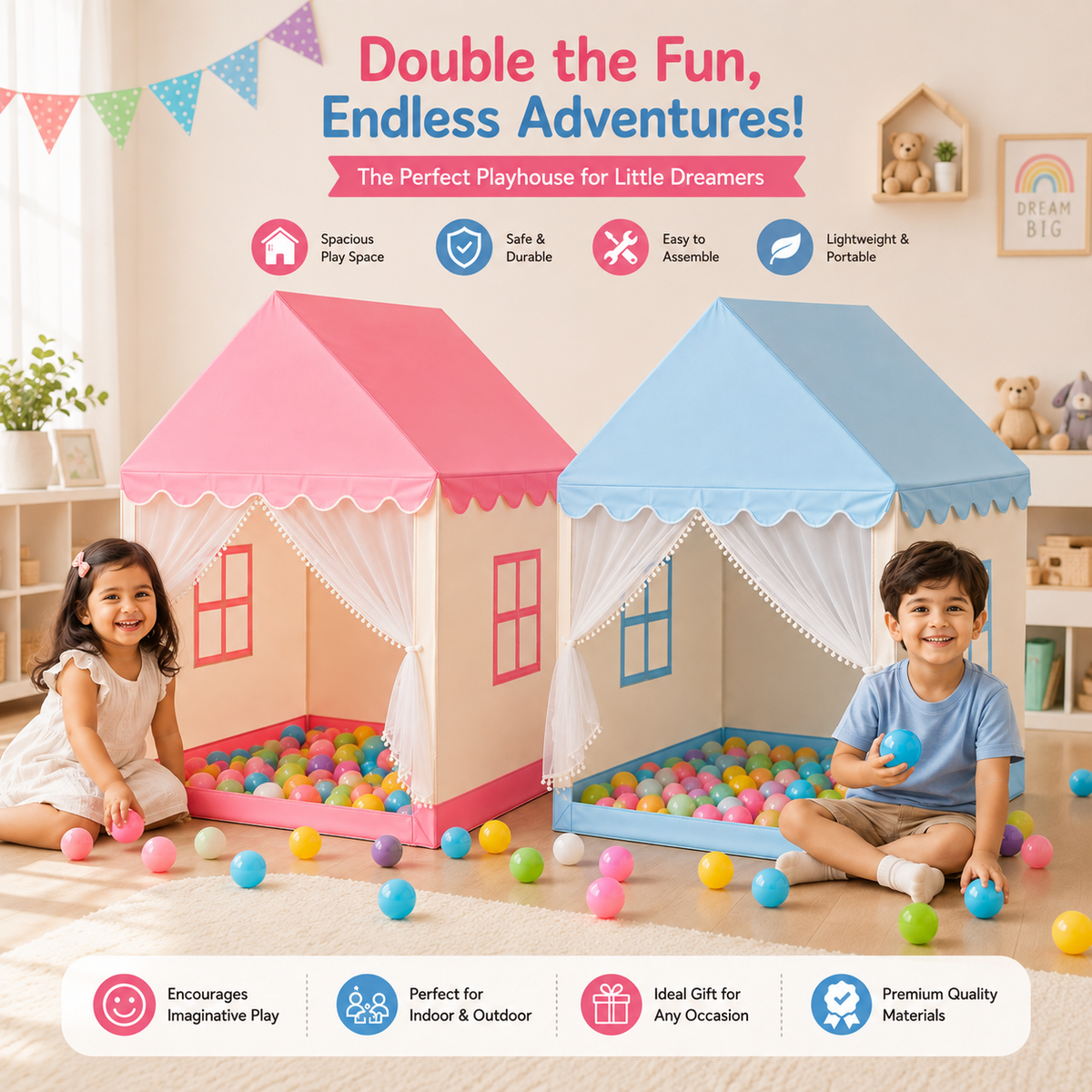 Premium Castle Tent House with 30 Colorful Balls – Original