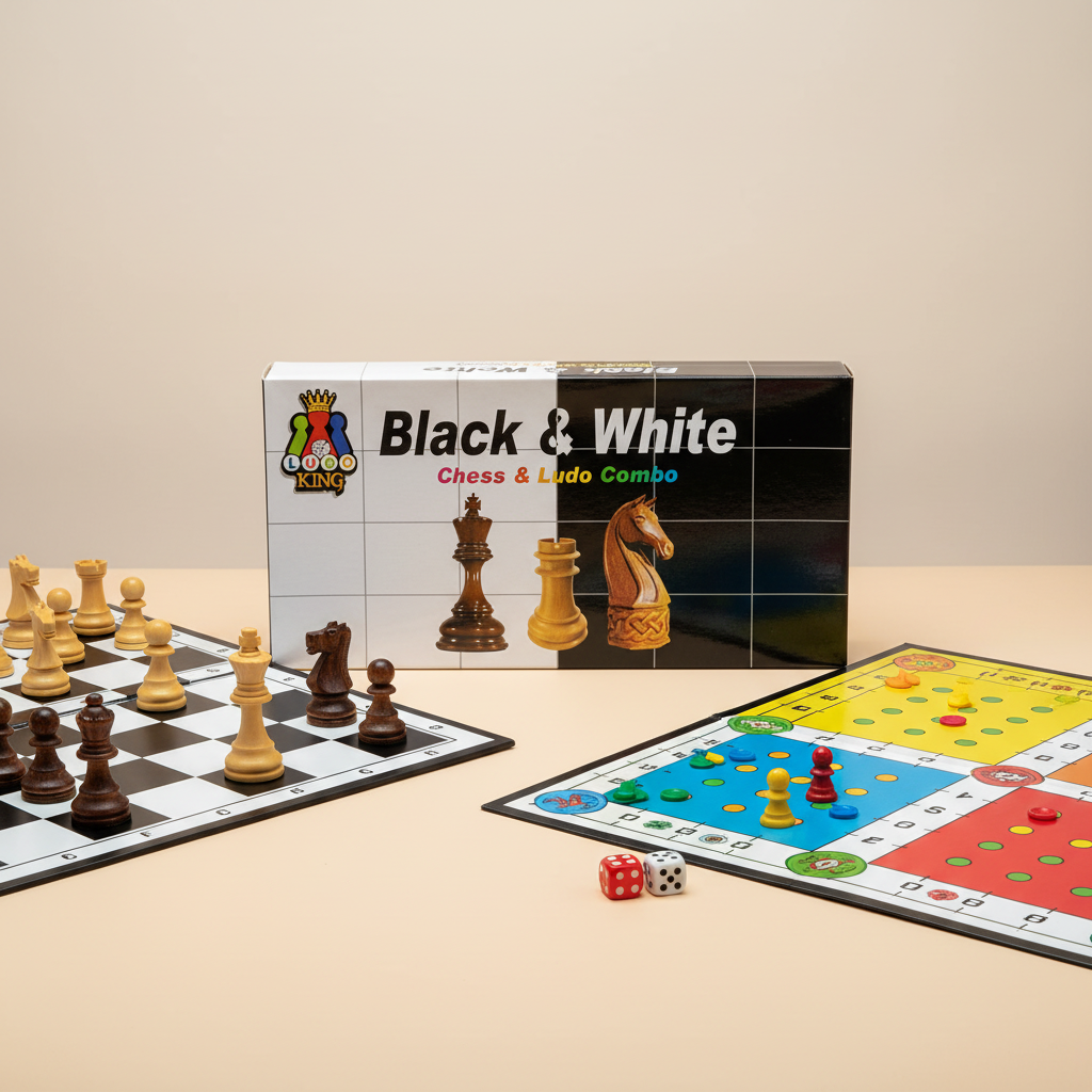 Black & White Chess and Ludo Combo