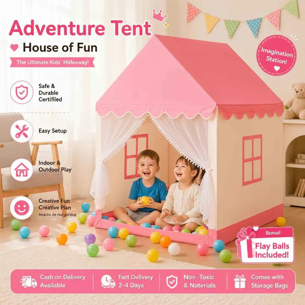 Premium Castle Tent House with 30 Colorful Balls – for Boys & Girls