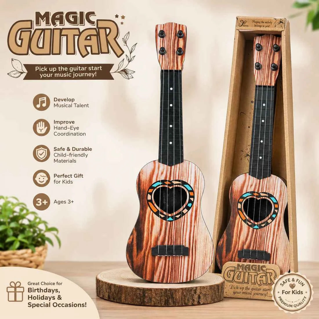 Magic Guitar Kids Toy Ukulele for Beginners – Ages 3+
