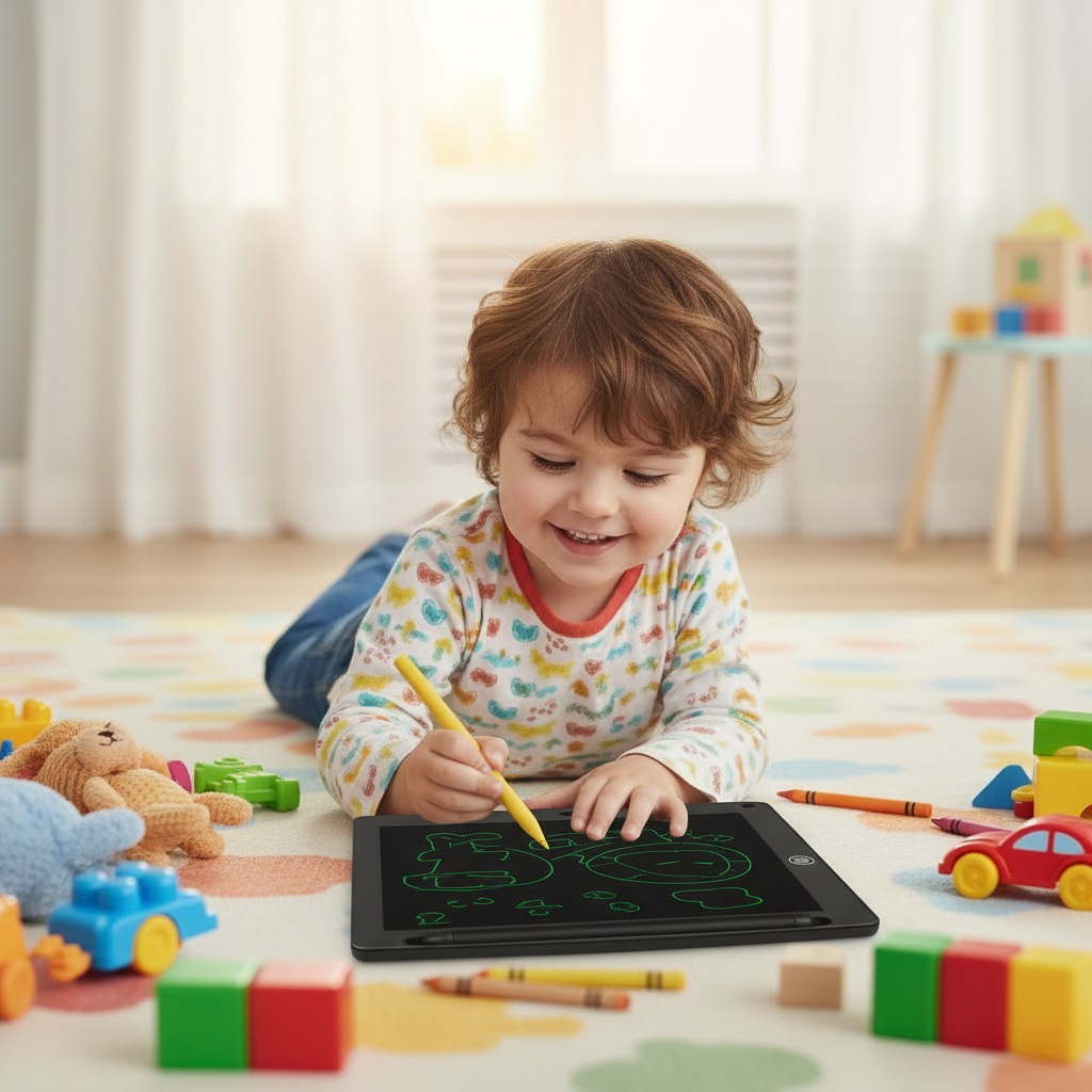Child Drawing on LCD Tablet - Different Style