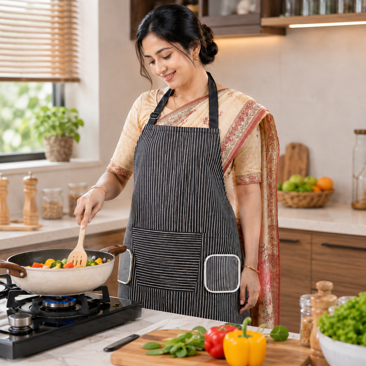 Premium Waterproof & Oil-Resistant Kitchen Apron with Towel Pockets