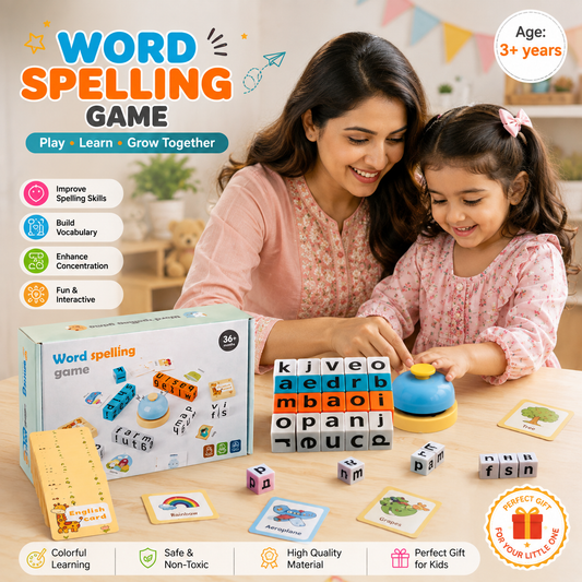 Wooden Word Spelling Game — Educational Letter Blocks