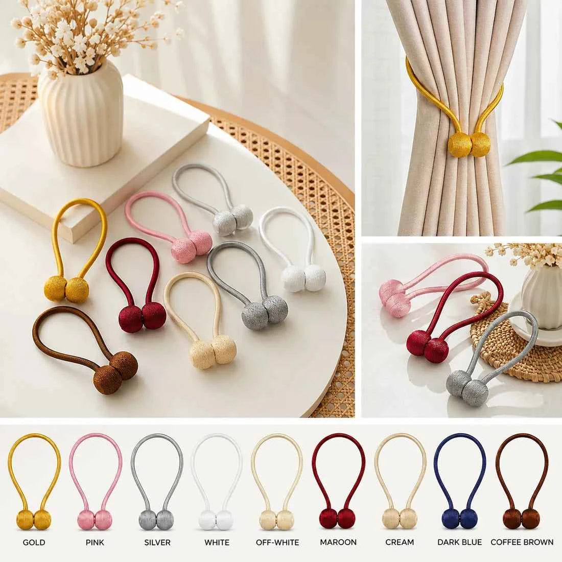 Premium Magnetic Curtain Tiebacks – Set of 2 | Home Décor