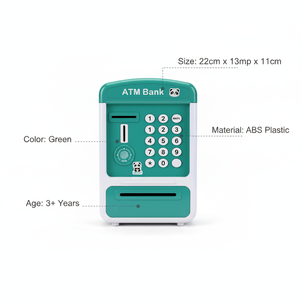 Green ATM Bank Toy Infographic