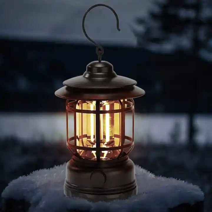 Outdoor Waterproof Camping Light USB Recharge Portable Lanterns Emergency Retro Lamp - BD Drop
